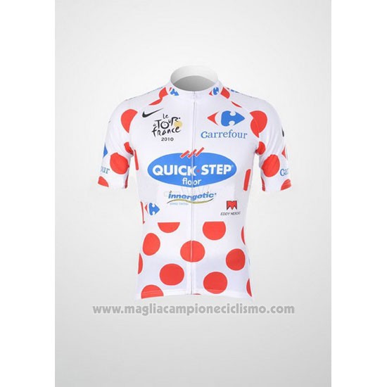 2010 Abbigliamento Ciclismo Quick Step Floor Lider Rosso e Bianco Manica Corta e Salopette